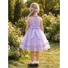 image:imageIDOPIP Toddler Girls Birthday Dress Wedding Party Pageant Dress 16 Years  Wedding Flower Girl Dress Sleeveless Pearl Halter Glitters Flounce Tulle Tutu Dress Girls Formal Dress Party Ball GownPurple
