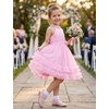 image:imageIDOPIP Toddler Girls Birthday Dress Wedding Party Pageant Dress 16 Years  Wedding Flower Girl Dress Sleeveless Pearl Halter Glitters Flounce Tulle Tutu Dress Girls Formal Dress Party Ball GownPink