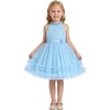 image:imageIDOPIP Toddler Girls Birthday Dress Wedding Party Pageant Dress 16 Years  Wedding Flower Girl Dress Sleeveless Pearl Halter Glitters Flounce Tulle Tutu Dress Girls Formal Dress Party Ball GownBlue