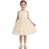image:imageIDOPIP Toddler Girls Birthday Dress Wedding Party Pageant Dress 16 Years  Wedding Flower Girl Dress Sleeveless Pearl Halter Glitters Flounce Tulle Tutu Dress Girls Formal Dress Party Ball GownChampagne