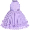 image:imageIDOPIP Toddler Girls Birthday Dress Wedding Party Pageant Dress 16 Years  Wedding Flower Girl Dress Sleeveless Pearl Halter Glitters Flounce Tulle Tutu Dress Girls Formal Dress Party Ball GownPurple