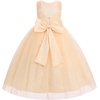 image:imageIDOPIP Embroidery Flower Girl Lace Dress for Kid Wedding Pageant Tulle Gown  Little Big Girls Formal Party First Communion Dresses Toddler Birthday Princess Bridesmaid Backless Bowknot Maxi Tulle GownApricot