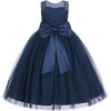 image:imageIDOPIP Embroidery Flower Girl Lace Dress for Kid Wedding Pageant Tulle Gown  Little Big Girls Formal Party First Communion Dresses Toddler Birthday Princess Bridesmaid Backless Bowknot Maxi Tulle GownNavy Blue