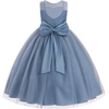image:imageIDOPIP Embroidery Flower Girl Lace Dress for Kid Wedding Pageant Tulle Gown  Little Big Girls Formal Party First Communion Dresses Toddler Birthday Princess Bridesmaid Backless Bowknot Maxi Tulle GownDusty Blue