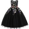 image:imageIDOPIP Embroidery Flower Girl Lace Dress for Kid Wedding Pageant Tulle Gown  Little Big Girls Formal Party First Communion Dresses Toddler Birthday Princess Bridesmaid Backless Bowknot Maxi Tulle GownBlack