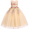 image:imageIDOPIP Embroidery Flower Girl Lace Dress for Kid Wedding Pageant Tulle Gown  Little Big Girls Formal Party First Communion Dresses Toddler Birthday Princess Bridesmaid Backless Bowknot Maxi Tulle GownApricot