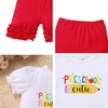 image:imageIDOPIP Toddler Girls Back to School Outfit Preschool Shirt  Icing Ruffle Shorts 2PCS Kids First Day of Kindergarten ClothesRed