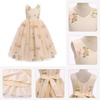 image:imageIDOPIP Embroidery Flower Girl Lace Dress for Kids Wedding Pageant Party First Communion Dresses Princess Bridesmaid Maxi GownApricot Floral