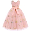 image:imageIDOPIP Embroidery Flower Girl Lace Dress for Kids Wedding Pageant Party First Communion Dresses Princess Bridesmaid Maxi GownPink Floral