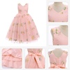 image:imageIDOPIP Embroidery Flower Girl Lace Dress for Kids Wedding Pageant Party First Communion Dresses Princess Bridesmaid Maxi GownPink Floral