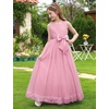 image:imageIDOPIP Flower Girl Dress Wedding Formal Pageant Dresses for Girls Long Maxi Sequin Tulle Bowknot Bridesmaid Communion GownDusty Pink