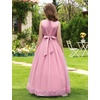 image:imageIDOPIP Flower Girl Dress Wedding Formal Pageant Dresses for Girls Long Maxi Sequin Tulle Bowknot Bridesmaid Communion GownDusty Pink