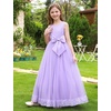 image:imageIDOPIP Flower Girl Dress Wedding Formal Pageant Dresses for Girls Long Maxi Sequin Tulle Bowknot Bridesmaid Communion GownPurple