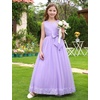 image:imageIDOPIP Flower Girl Dress Wedding Formal Pageant Dresses for Girls Long Maxi Sequin Tulle Bowknot Bridesmaid Communion GownPurple