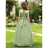 image:imageIDOPIP Flower Girl Dress Wedding Formal Pageant Dresses for Girls Long Maxi Sequin Tulle Bowknot Bridesmaid Communion GownSage Green