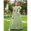 image:imageIDOPIP Flower Girl Dress Wedding Formal Pageant Dresses for Girls Long Maxi Sequin Tulle Bowknot Bridesmaid Communion GownSage Green