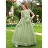 image:imageIDOPIP Flower Girl Dress Wedding Formal Pageant Dresses for Girls Long Maxi Sequin Tulle Bowknot Bridesmaid Communion GownSage Green
