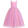image:imageIDOPIP Flower Girl Dress for Wedding Formal Pageant Dresses for Girls Junior Bridesmaid First Communion Birthday Tulle GownRainbow Pink