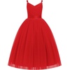 image:imageIDOPIP Flower Girl Dress for Wedding Formal Pageant Dresses for Girls Junior Bridesmaid First Communion Birthday Tulle GownRed