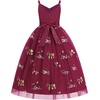 image:imageIDOPIP Flower Girl Dress for Wedding Formal Pageant Dresses for Girls Junior Bridesmaid First Communion Birthday Tulle GownWine Red