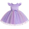 image:imageIDOPIP Flower Girl Lace Dress for Kids Baby Wedding Pageant Birthday Party Dresses Toddler Bead VBackless Bowknot Tulle GownRainbow Purple