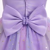 image:imageIDOPIP Flower Girl Lace Dress for Kids Baby Wedding Pageant Birthday Party Dresses Toddler Bead VBackless Bowknot Tulle GownRainbow Purple