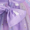 image:imageIDOPIP Flower Girl Lace Dress for Kids Baby Wedding Pageant Birthday Party Dresses Toddler Bead VBackless Bowknot Tulle GownRainbow Purple