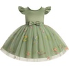 image:imageIDOPIP Flower Girl Lace Dress for Kids Baby Wedding Pageant Birthday Party Dresses Toddler Bead VBackless Bowknot Tulle GownSage Green