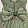 image:imageIDOPIP Flower Girl Lace Dress for Kids Baby Wedding Pageant Birthday Party Dresses Toddler Bead VBackless Bowknot Tulle GownSage Green