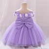 image:imageIDOPIP Infant Baby Flower Girl Dress Cold Shoulder Toddler Birthday Dresses Pageant Wedding Party Baptism Tulle Tutu GownPurple