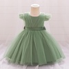 image:imageIDOPIP Toddler Flower Girl Dress Ruffle Tulle VBack Birthday Pageant Gown  Girls Bowknot VBackless Wedding Dress Baby 1st 2nd 3rd Birthday Dresses Tulle Tutu Party Princess Communion Formal Ball GownSage Green