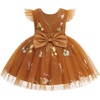 image:imageIDOPIP Toddler Flower Girl Dress Ruffle Tulle VBack Birthday Pageant Gown  Girls Bowknot VBackless Wedding Dress Baby 1st 2nd 3rd Birthday Dresses Tulle Tutu Party Princess Communion Formal Ball GownBrown