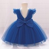 image:imageIDOPIP Toddler Flower Girl Dress Ruffle Tulle VBack Birthday Pageant Gown  Girls Bowknot VBackless Wedding Dress Baby 1st 2nd 3rd Birthday Dresses Tulle Tutu Party Princess Communion Formal Ball GownRoyal Blue