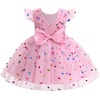 image:imageIDOPIP Toddler Flower Girl Dress Ruffle Tulle VBack Birthday Pageant Gown  Girls Bowknot VBackless Wedding Dress Baby 1st 2nd 3rd Birthday Dresses Tulle Tutu Party Princess Communion Formal Ball GownPink