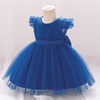 image:imageIDOPIP Toddler Flower Girl Dress Ruffle Tulle VBack Birthday Pageant Gown  Girls Bowknot VBackless Wedding Dress Baby 1st 2nd 3rd Birthday Dresses Tulle Tutu Party Princess Communion Formal Ball GownRoyal Blue