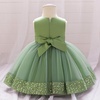 image:imageIDOPIP Toddler Flower Girl Dress Sequin Bowknot Tulle Party Dress 6M3T  Pageant Wedding Guest Dress Baby 1st 2nd 3rd Birthday Dress Ruffle Tulle Tutu Party Princess Communion Formal Ball GownSage Green