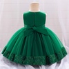 image:imageIDOPIP Toddler Flower Girl Dress Sequin Bowknot Tulle Party Dress 6M3T  Pageant Wedding Guest Dress Baby 1st 2nd 3rd Birthday Dress Ruffle Tulle Tutu Party Princess Communion Formal Ball GownGreen