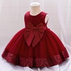 image:imageIDOPIP Toddler Flower Girl Dress Sequin Bowknot Tulle Party Dress 6M3T  Pageant Wedding Guest Dress Baby 1st 2nd 3rd Birthday Dress Ruffle Tulle Tutu Party Princess Communion Formal Ball GownWine Red