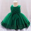image:imageIDOPIP Toddler Flower Girl Dress Sequin Bowknot Tulle Party Dress 6M3T  Pageant Wedding Guest Dress Baby 1st 2nd 3rd Birthday Dress Ruffle Tulle Tutu Party Princess Communion Formal Ball GownGreen