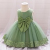image:imageIDOPIP Toddler Flower Girl Dress Sequin Bowknot Tulle Party Dress 6M3T  Pageant Wedding Guest Dress Baby 1st 2nd 3rd Birthday Dress Ruffle Tulle Tutu Party Princess Communion Formal Ball GownSage Green