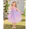 image:imageIDOPIP Toddler Girls Butterfly Birthday Dress Tulle Flower Girl Dress 16T  Butterfly Glitter Handkerchief Tulle Dress Embroidery Floral Lace Princess Ball Gown for Wedding Pageant Formal Photo PartyRainbow Purple