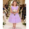 image:imageIDOPIP Toddler Girls Tulle Birthday Dress Floral Embroidered Princess Pageant Summer Smocked Dresses for Party Wedding 16TPurple Floral