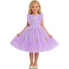 image:imageIDOPIP Toddler Girls Tulle Birthday Dress Floral Embroidered Princess Pageant Summer Smocked Dresses for Party Wedding 16TPurple Floral