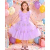 image:imageIDOPIP Toddler Girls Tulle Birthday Dress Floral Embroidered Princess Pageant Summer Smocked Dresses for Party Wedding 16TPurple Floral