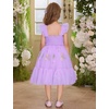 image:imageIDOPIP Toddler Girls Tulle Birthday Dress Floral Embroidered Princess Pageant Summer Smocked Dresses for Party Wedding 16TPurple Floral