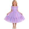 image:imageIDOPIP Toddler Girls Tulle Birthday Dress Floral Embroidered Princess Pageant Summer Smocked Dresses for Party Wedding 16TRainbow Purple