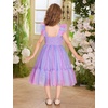 image:imageIDOPIP Toddler Girls Tulle Birthday Dress Floral Embroidered Princess Pageant Summer Smocked Dresses for Party Wedding 16TRainbow Purple