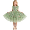 image:imageIDOPIP Toddler Girls Tulle Birthday Dress Floral Embroidered Princess Pageant Summer Smocked Dresses for Party Wedding 16TSage Green Floral