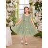 image:imageIDOPIP Toddler Girls Tulle Birthday Dress Floral Embroidered Princess Pageant Summer Smocked Dresses for Party Wedding 16TSage Green Floral