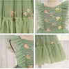 image:imageIDOPIP Toddler Girls Tulle Birthday Dress Floral Embroidered Princess Pageant Summer Smocked Dresses for Party Wedding 16TSage Green Floral